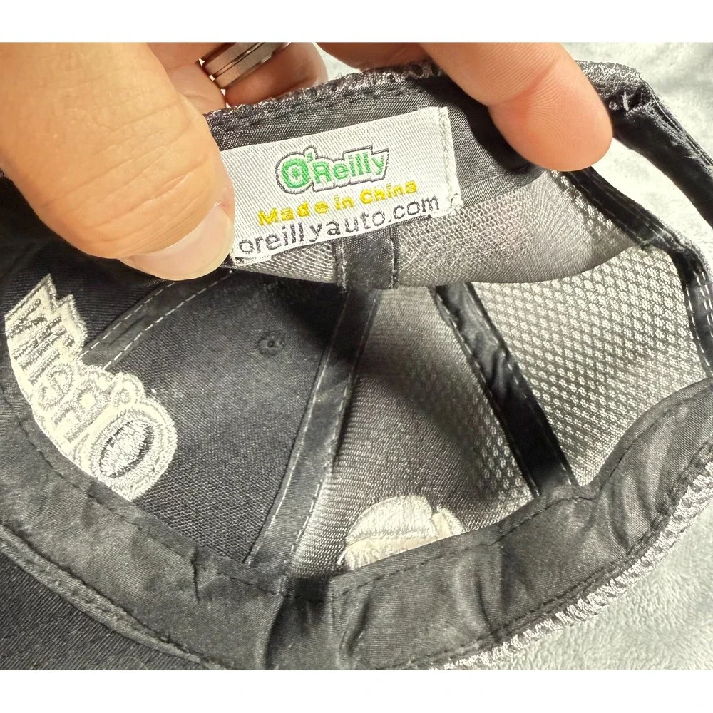 OReilly Auto Parts Trucker Hat Mens Adjustable Black Gray Mesh Snapback